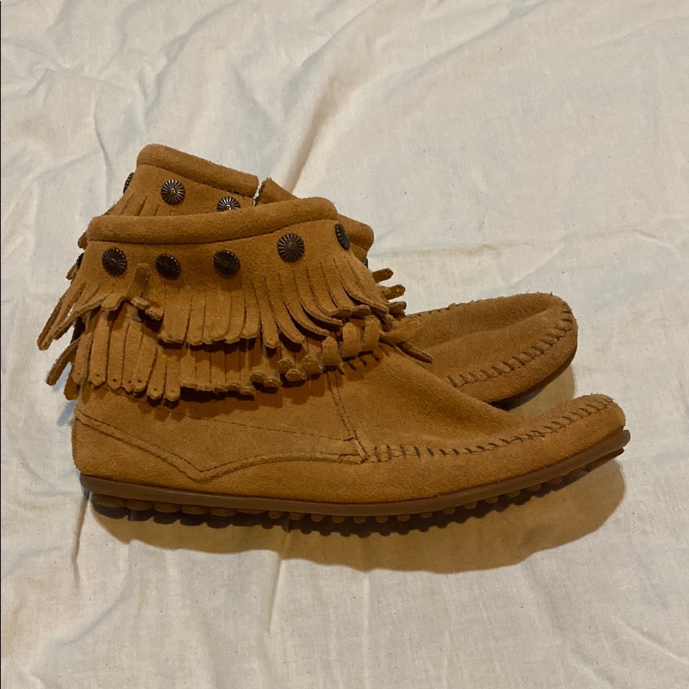 Fringed Suede Moccasin Boots